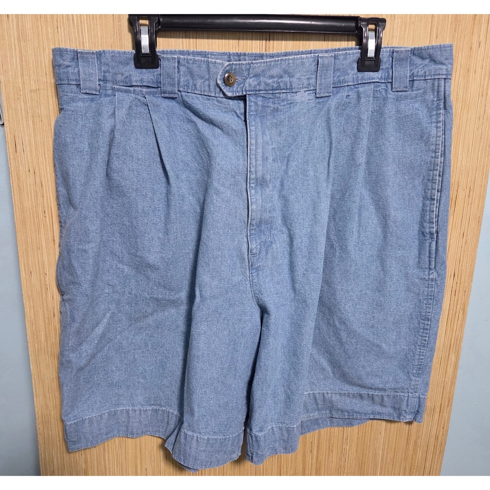 Dockers Well Worn Mens Light Wash Pleated Denim Shorts Blue‎ 100% Cotton Size 38